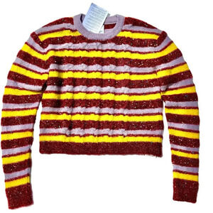 NWT Ashish Mohair Striped Pullover Sweater Sparkle-Knit Sequins Lurex Size Small